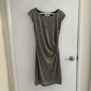 Ann Taylor Loft Gold Shimmer Boatneck Dress